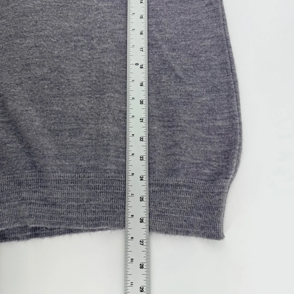 Christian Dior Vintage V-Neck Sweater Orlon Acrylic Knit Logo Gray Large USA 80s